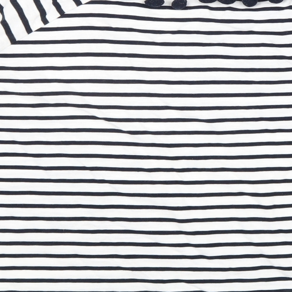 Boden Womens White Striped 100% Cotton Basic T-Shirt Size 16 Round Neck