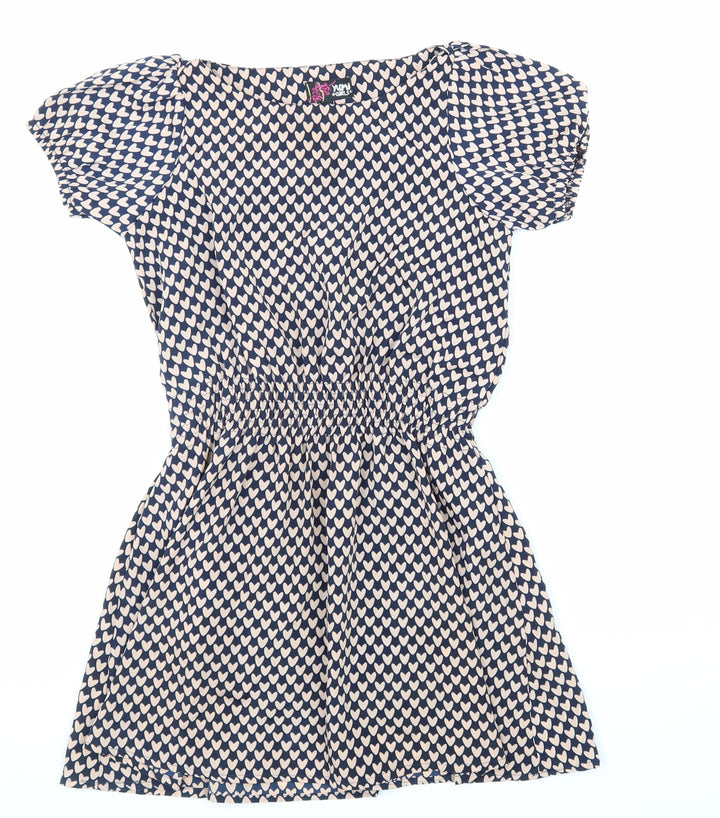 Yumi Girls Pink Geometric Polyester A-Line Size 9 Years Boat Neck Pullover - Love Heart