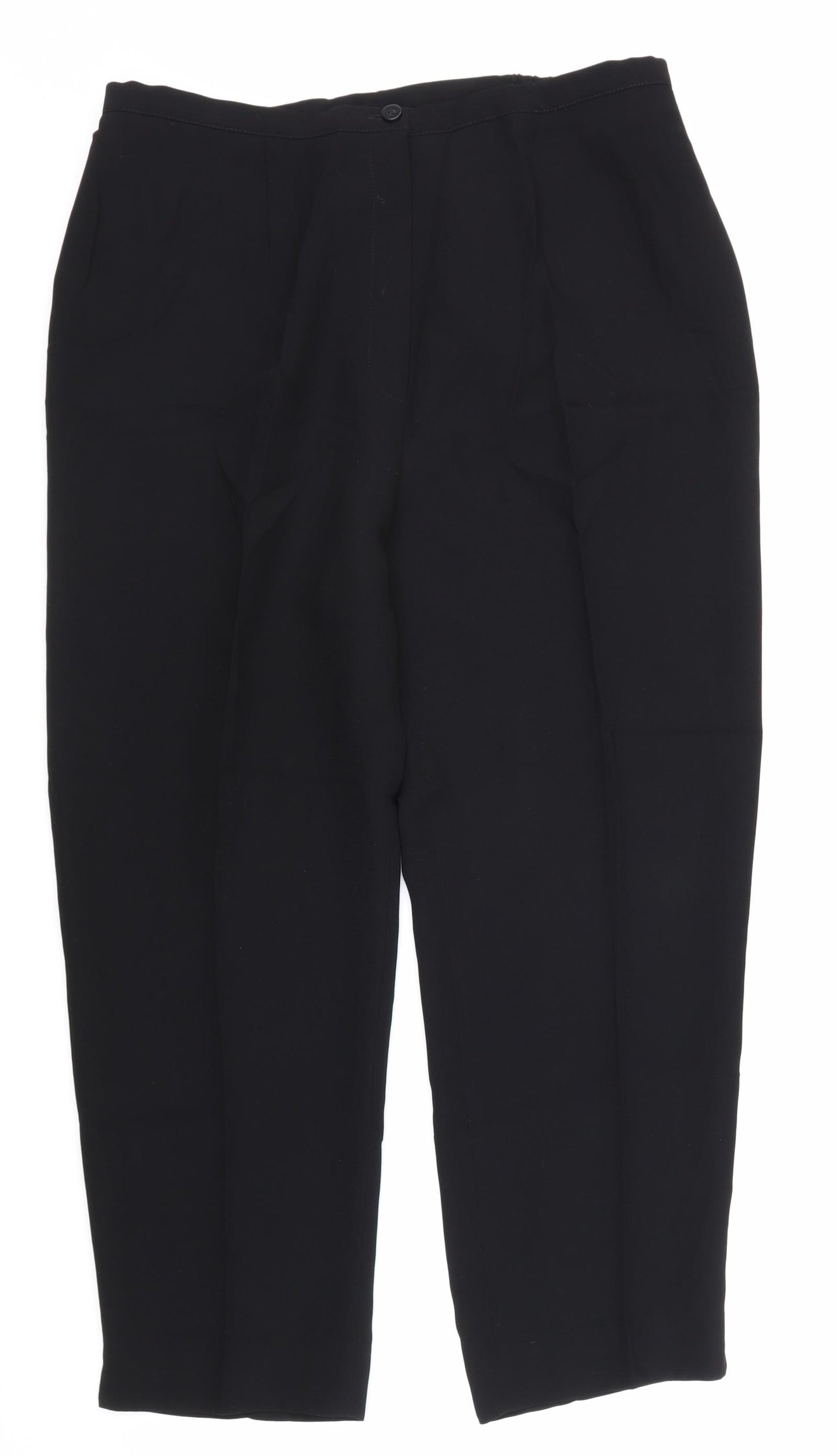 Anne Harvey Womens Black Polyester Trousers Size 14 L27 in Regular Zip