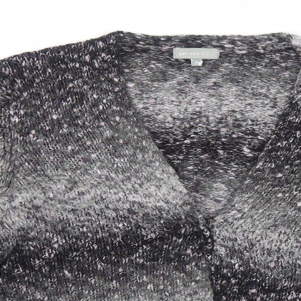 Per Una Womens Grey V-Neck Acrylic Cardigan Jumper Size XL