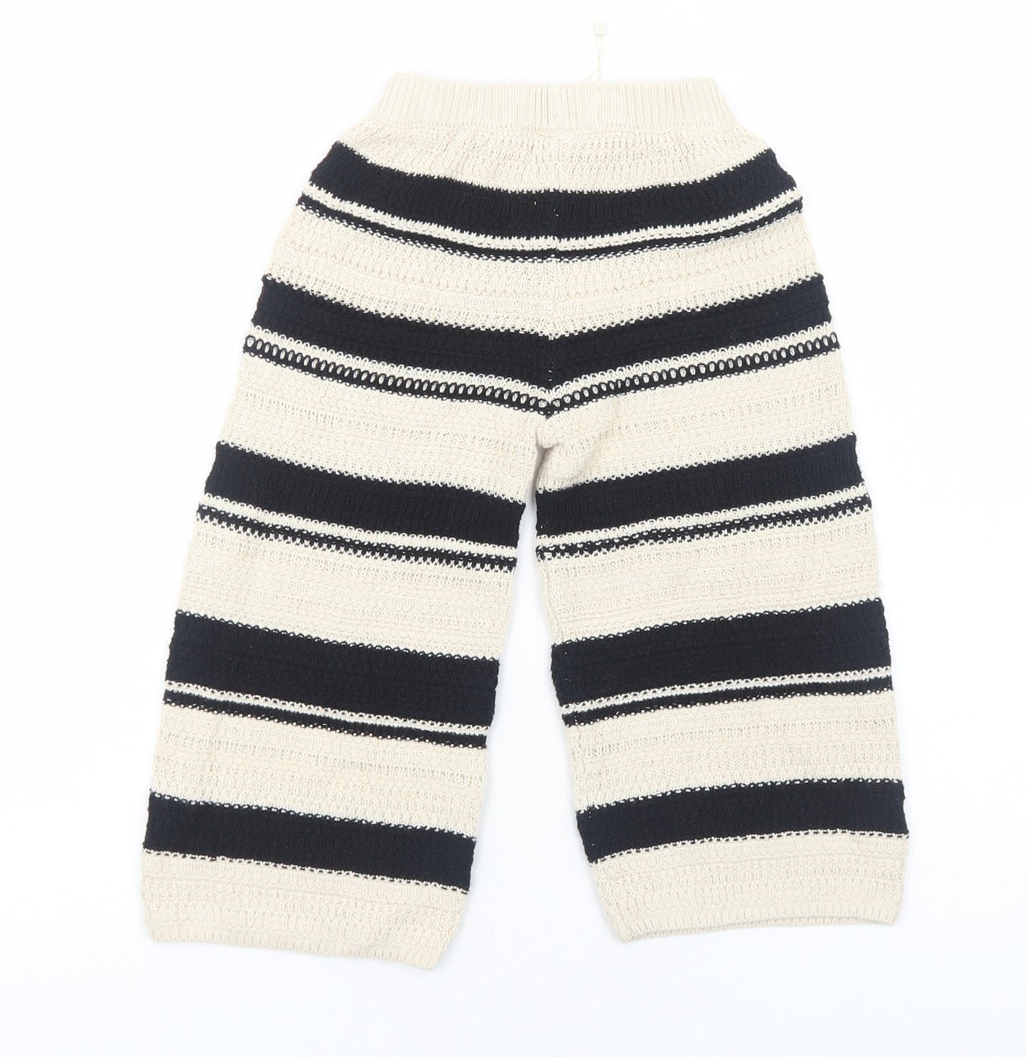 Zara Girls Beige Striped Cotton Pedal Pusher Trousers Size 3-4 Years Regular Pullover