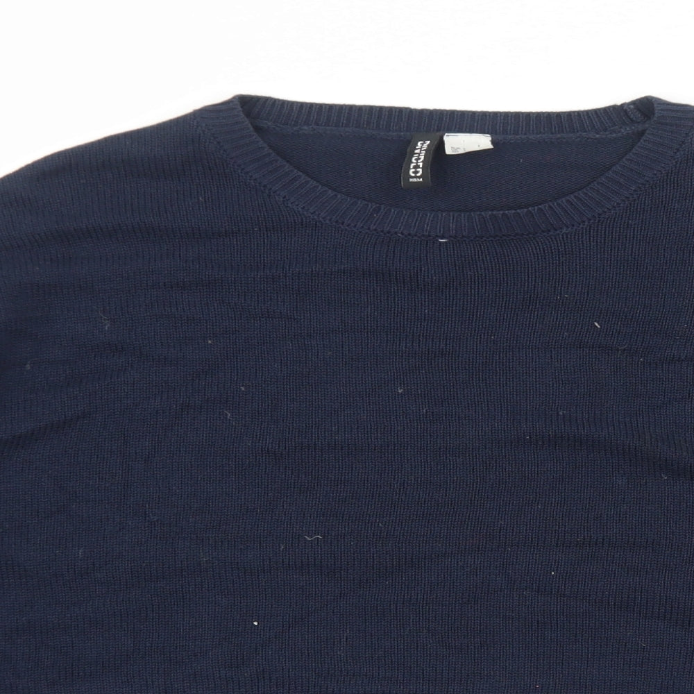 H&M Womens Blue Round Neck Cotton Pullover Jumper Size L