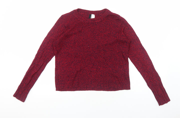 H&M Womens Red Round Neck Acrylic Pullover Jumper Size S