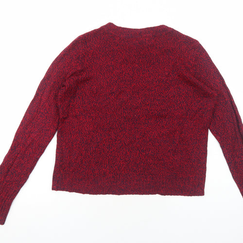 H&M Womens Red Round Neck Acrylic Pullover Jumper Size S
