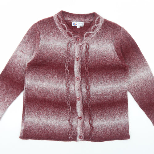 Fragrance Collections Womens Red Round Neck Acrylic Cardigan Jumper Size M - Size M-L