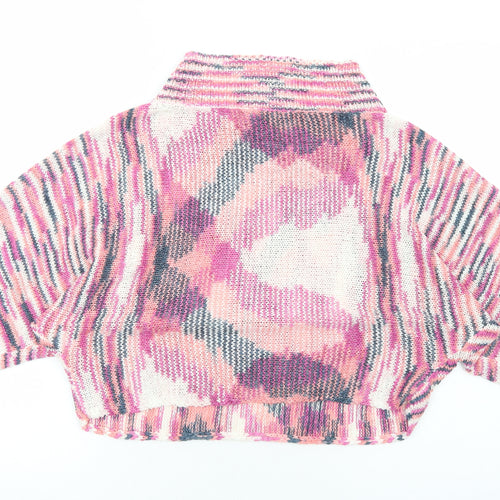 Just Elegance Womens Pink High Neck Acrylic Pullover Jumper Size L