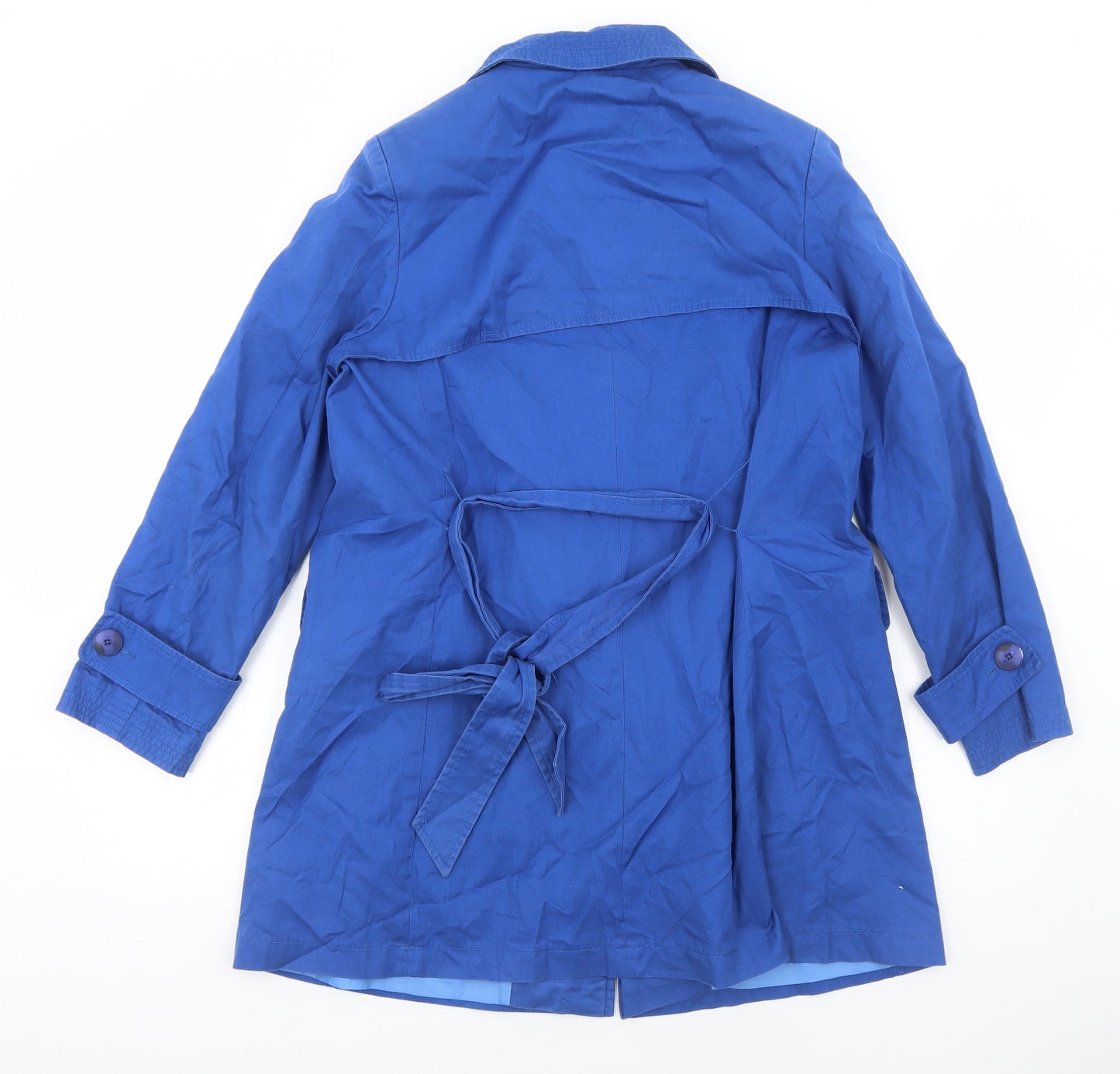 Artigiano Womens Blue Trench Coat Coat Size 12 Button