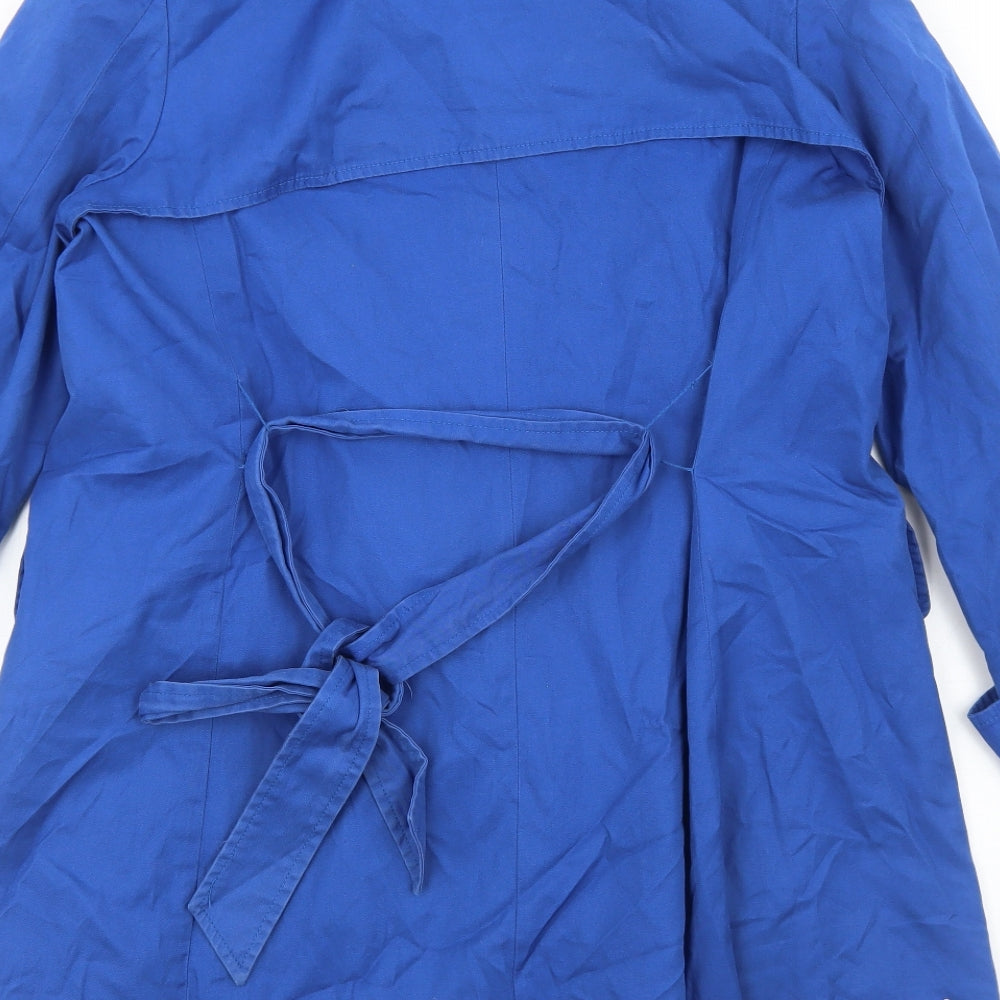 Artigiano Womens Blue Trench Coat Coat Size 12 Button