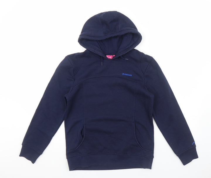 LA Gear Womens Blue Cotton Pullover Hoodie Size 8 Pullover