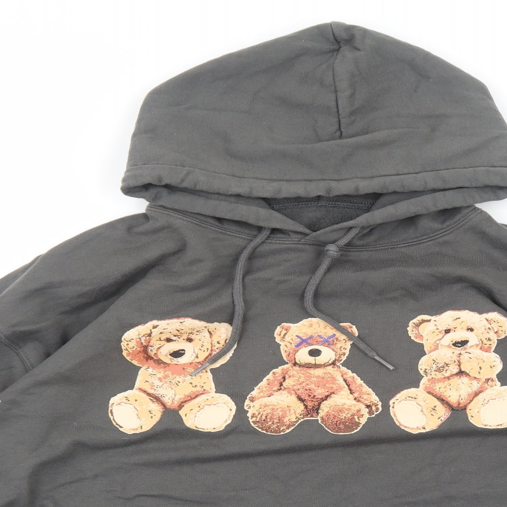 Preworn Mens Grey Cotton Pullover Hoodie Size M - Teddy Bear