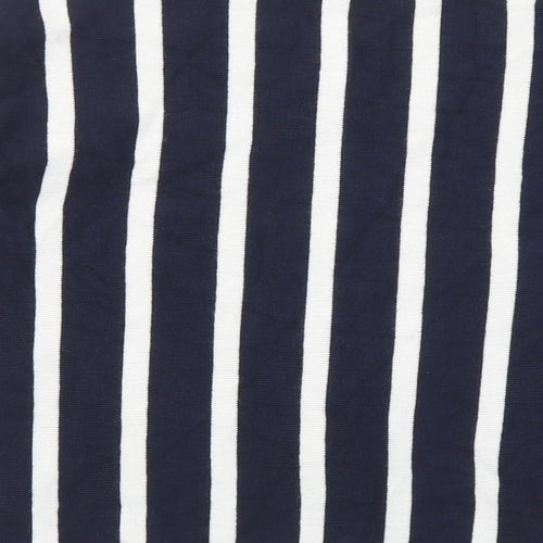 Only Womens Blue V-Neck Striped Viscose Pullover Jumper Size S
