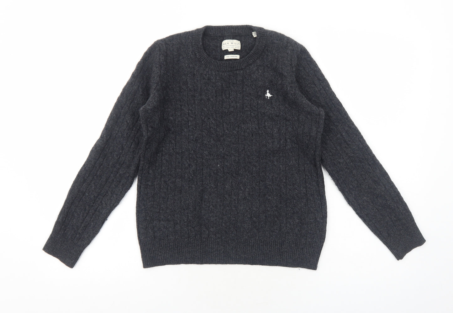 Jack Wills Womens Grey Round Neck Wool Pullover Jumper Size 12