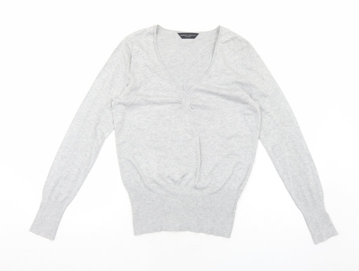 Dorothy Perkins Womens Grey V-Neck Viscose Pullover Jumper Size 14