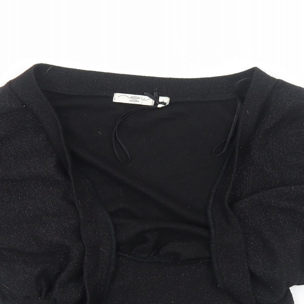 New Look Womens Black V-Neck Polyester Shrug Jumper Size 6