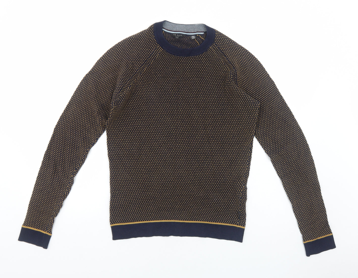 Ted Baker Mens Blue Round Neck Cotton Pullover Jumper Size S Long Sleeve