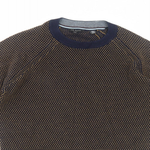 Ted Baker Mens Blue Round Neck Cotton Pullover Jumper Size S Long Sleeve