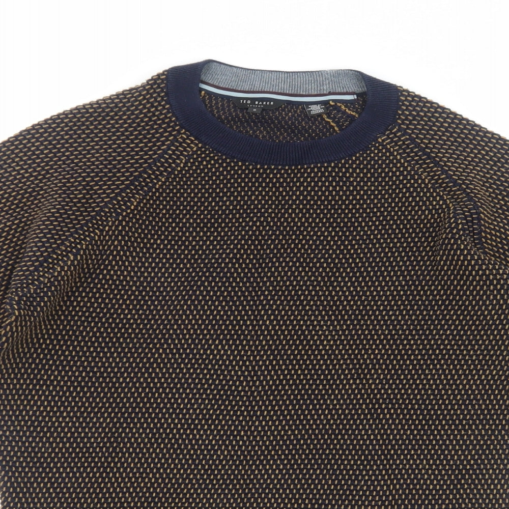 Ted Baker Mens Blue Round Neck Cotton Pullover Jumper Size S Long Sleeve