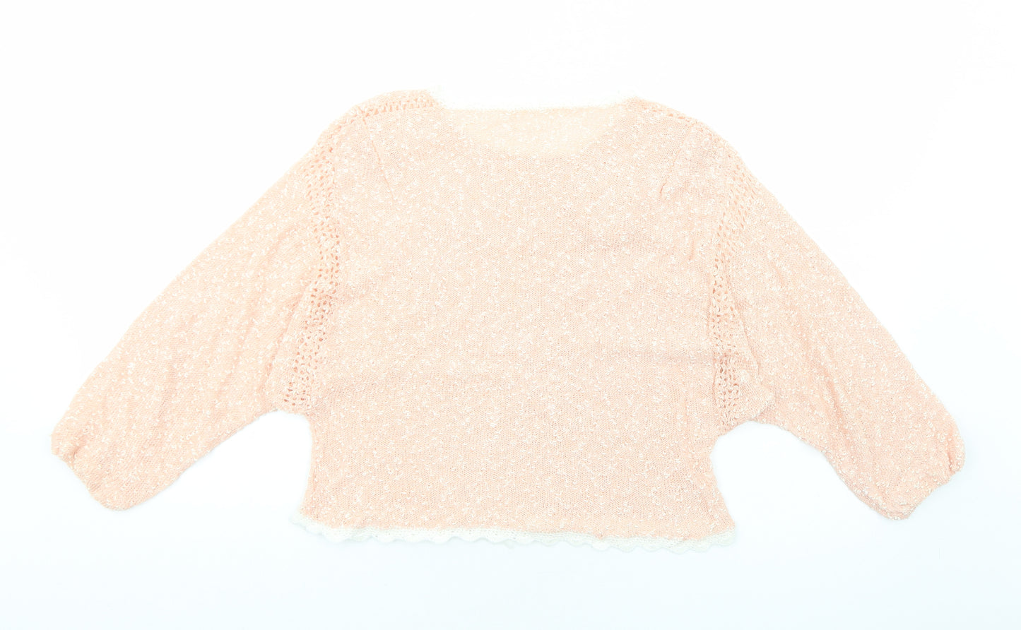 Preworn Womens Pink Round Neck Polyester Pullover Jumper Size M