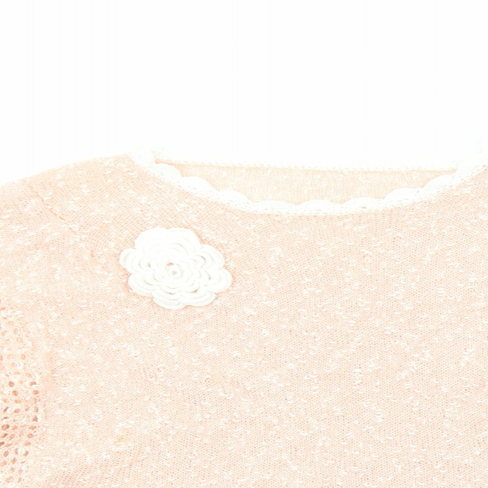 Preworn Womens Pink Round Neck Polyester Pullover Jumper Size M
