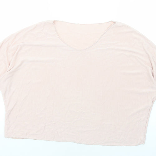 Preworn Womens Pink Viscose Basic T-Shirt Size M Round Neck