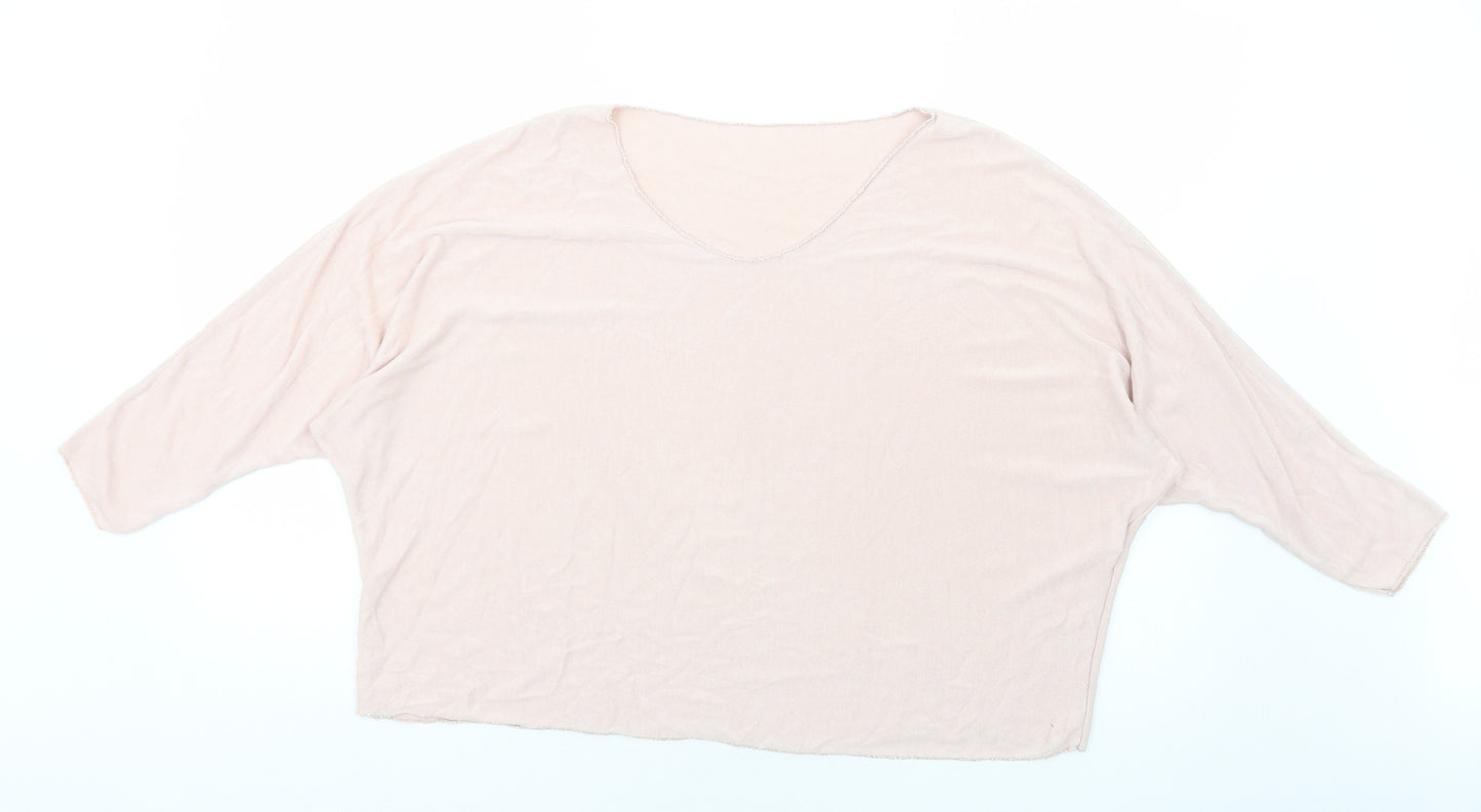 Preworn Womens Pink Viscose Basic T-Shirt Size M Round Neck