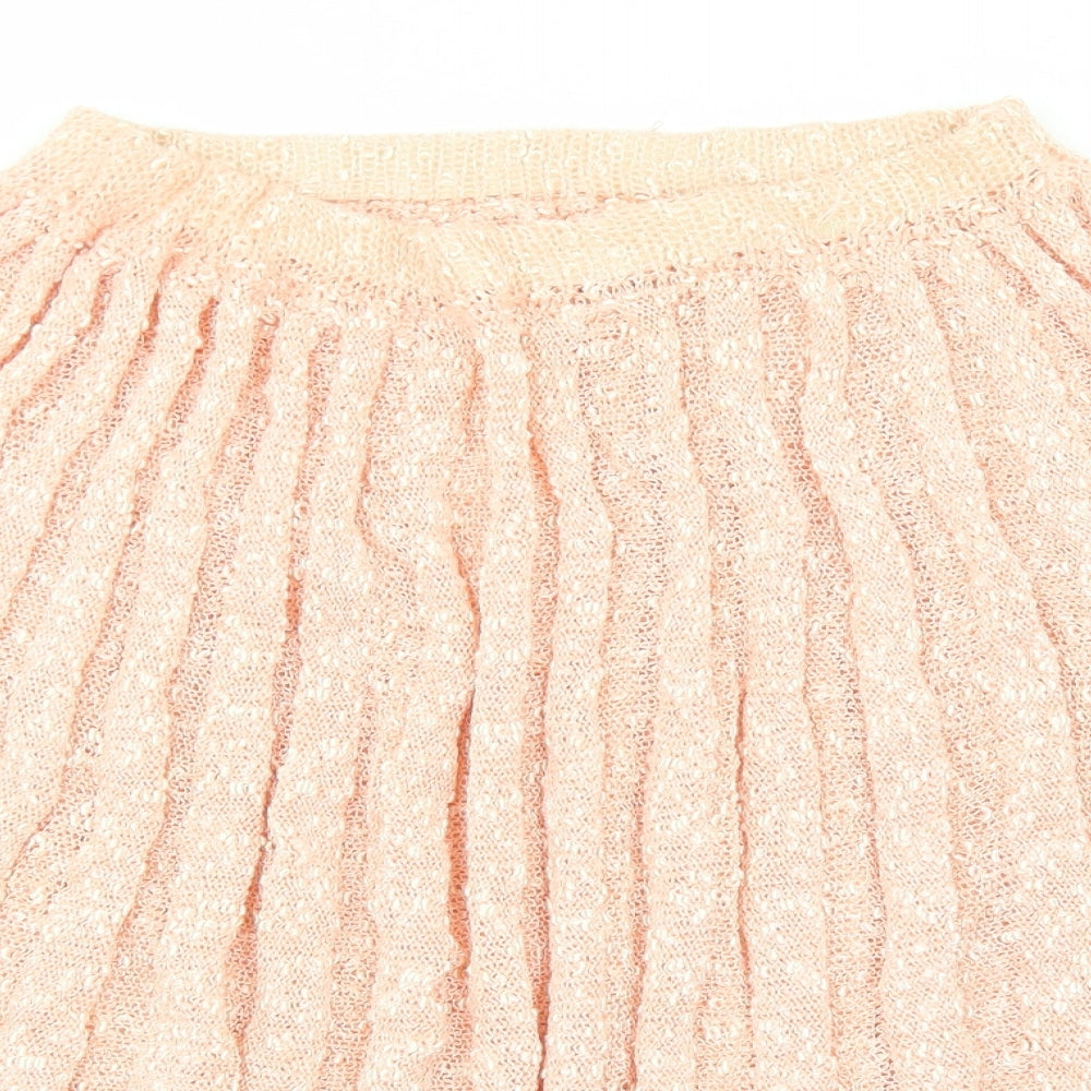 Preworn Womens Pink Polyester Pleated Skirt Size M