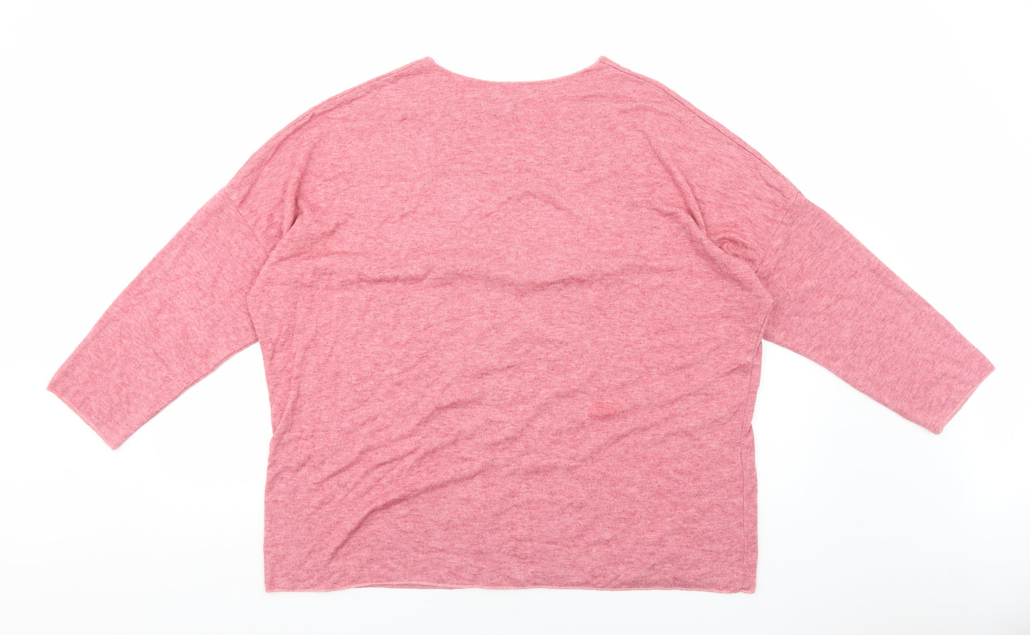 New Collection Womens Pink Viscose Basic T-Shirt Size M Round Neck - Star Print