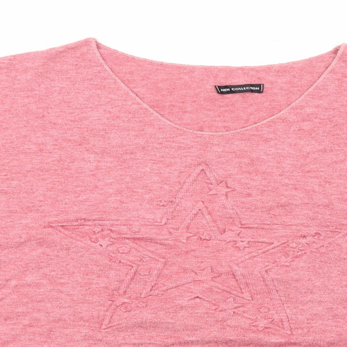 New Collection Womens Pink Viscose Basic T-Shirt Size M Round Neck - Star Print