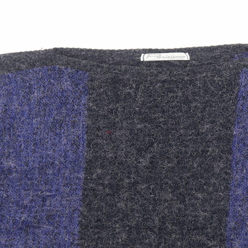 Parisienne Womens Blue Boat Neck Striped Acrylic Pullover Jumper Size S