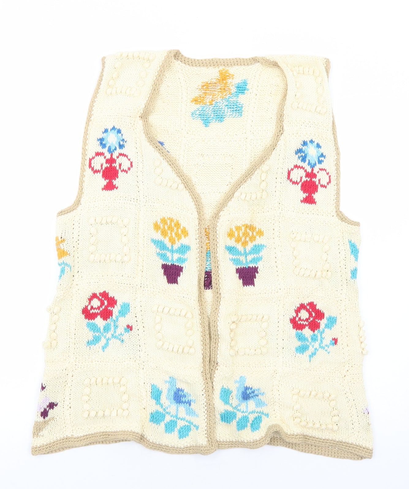 Preworn Womens Ivory Geometric Gilet Jacket Size M