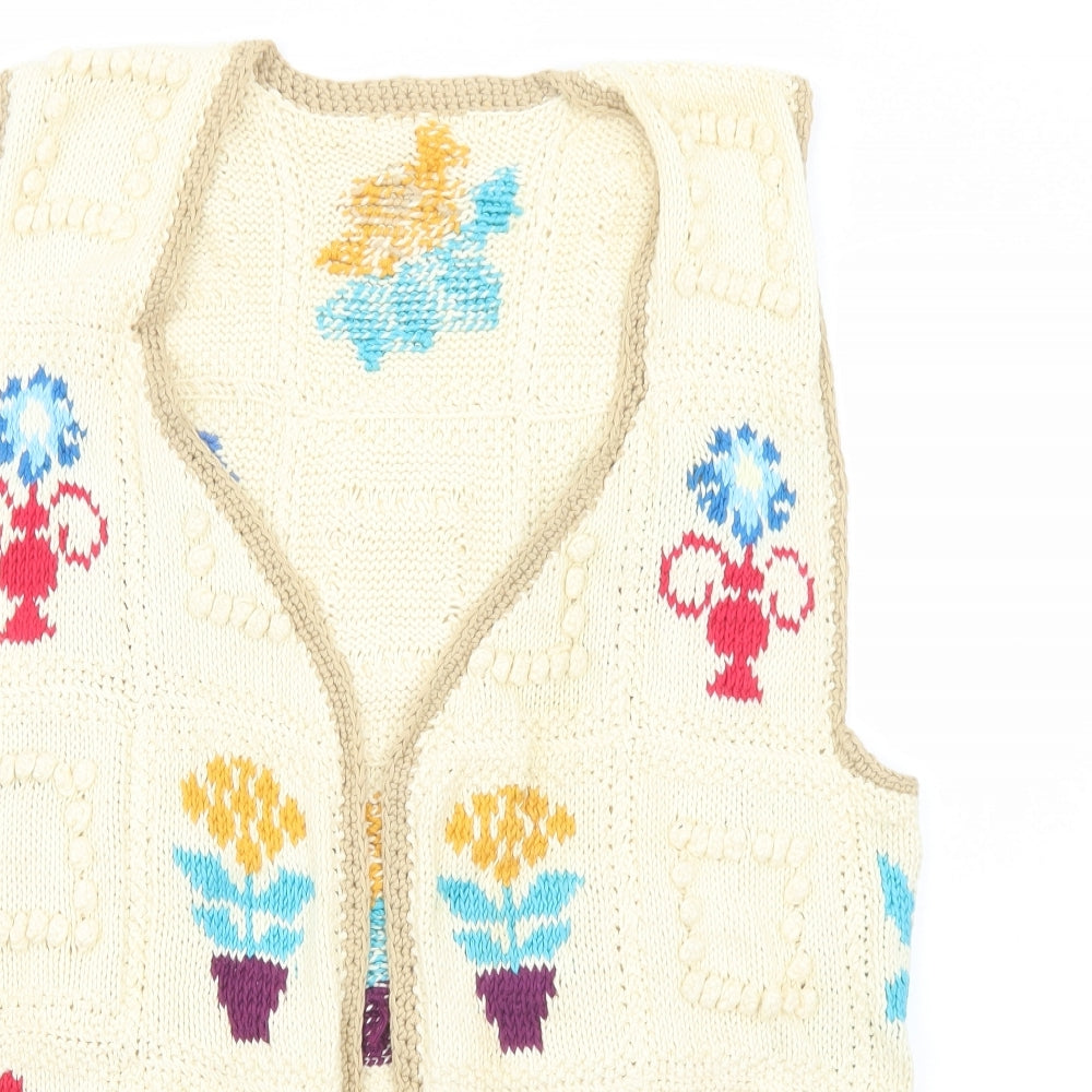 Preworn Womens Ivory Geometric Gilet Jacket Size M