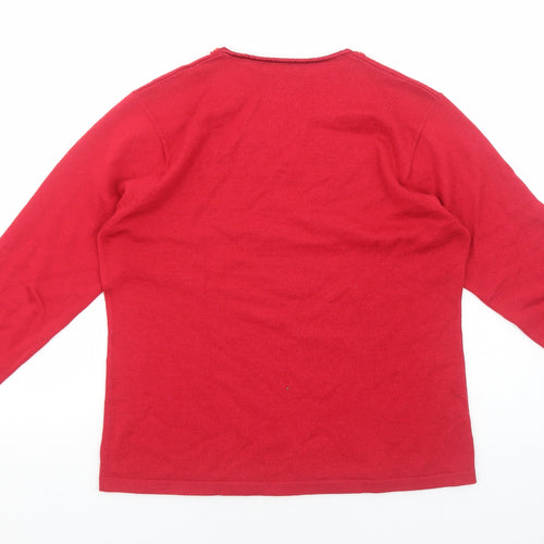 Emere Co Womens Red Acrylic Basic T-Shirt Size 20 V-Neck