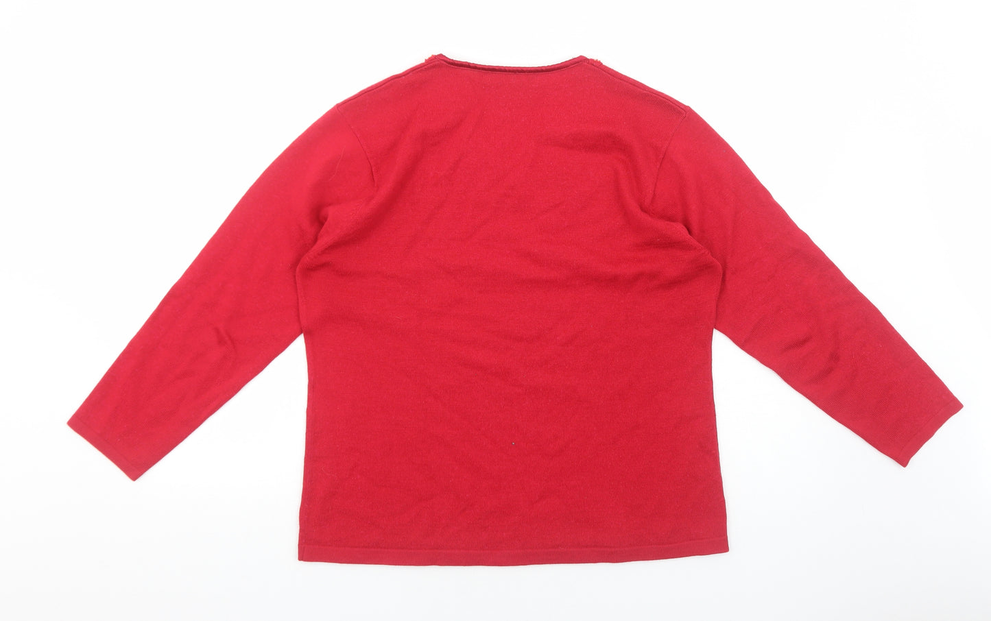 Emere Co Womens Red Acrylic Basic T-Shirt Size 20 V-Neck