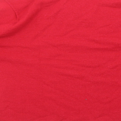 Emere Co Womens Red Acrylic Basic T-Shirt Size 20 V-Neck