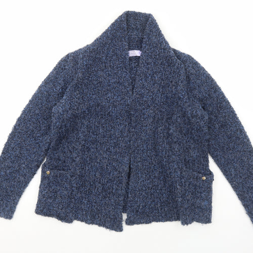 EWM Womens Blue V-Neck Acrylic Cardigan Jumper Size S