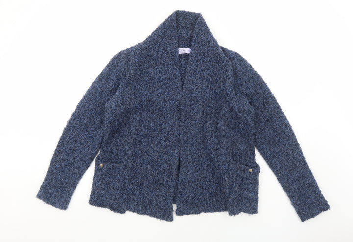 EWM Womens Blue V-Neck Acrylic Cardigan Jumper Size S