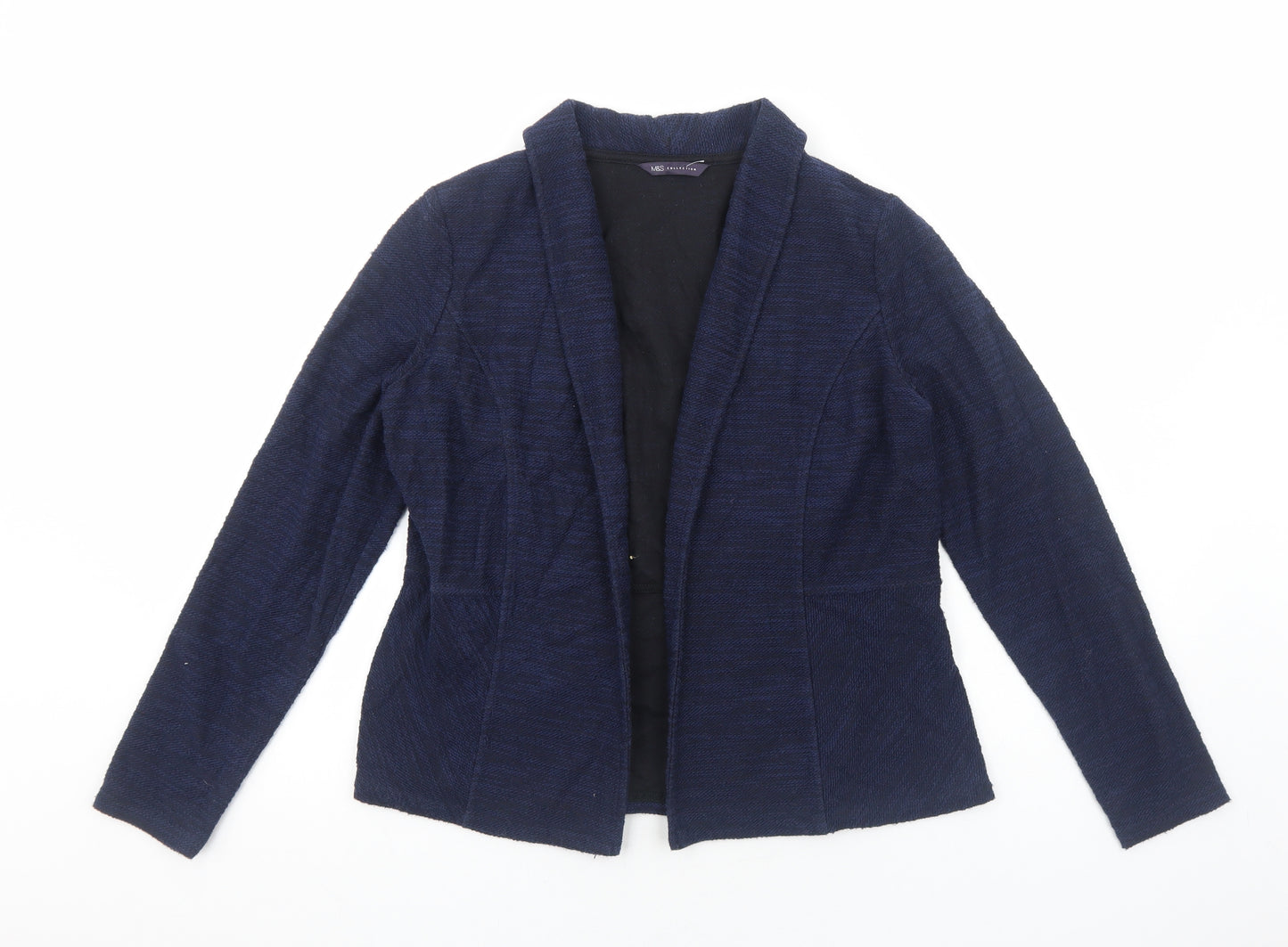 Marks and Spencer Womens Blue Geometric Overcoat Blazer Size 14