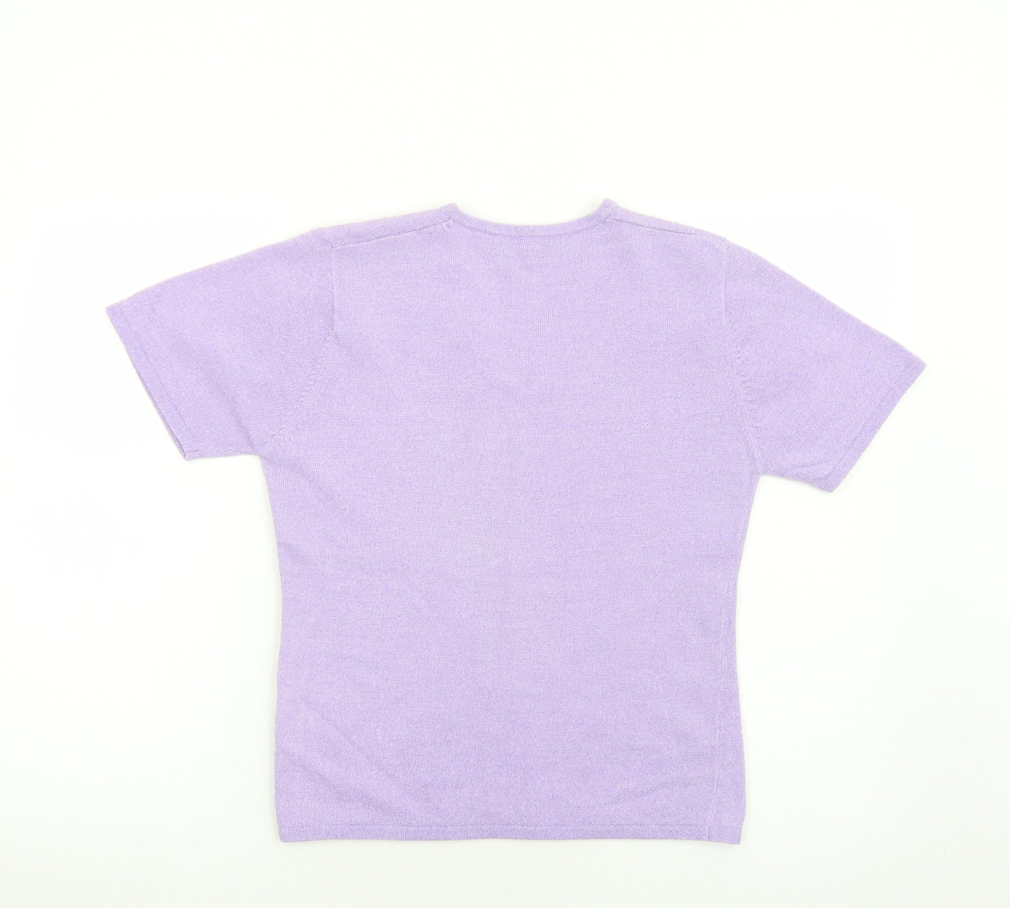 Akal Collection Womens Purple Polyester Basic T-Shirt Size S V-Neck