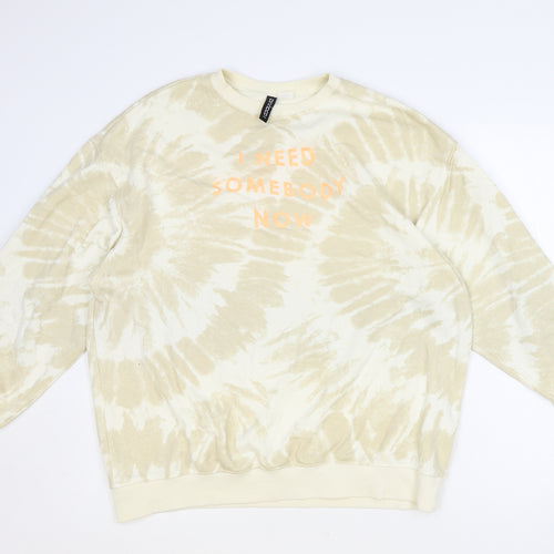 H&M Womens Beige Geometric Polyester Pullover Sweatshirt Size S Pullover - Shawn Mendes