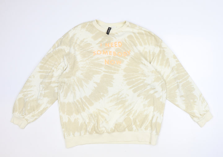 H&M Womens Beige Geometric Polyester Pullover Sweatshirt Size S Pullover - Shawn Mendes