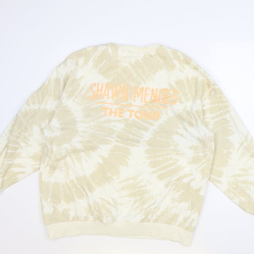 H&M Womens Beige Geometric Polyester Pullover Sweatshirt Size S Pullover - Shawn Mendes