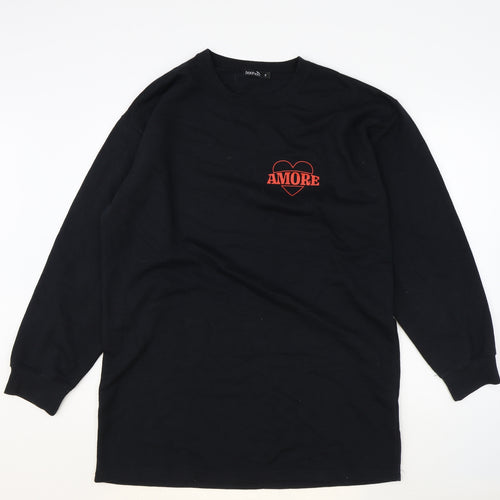 Boohoo Womens Black Polyester Pullover Sweatshirt Size S Pullover - Amore
