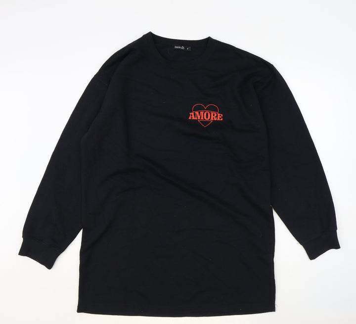 Boohoo Womens Black Polyester Pullover Sweatshirt Size S Pullover - Amore