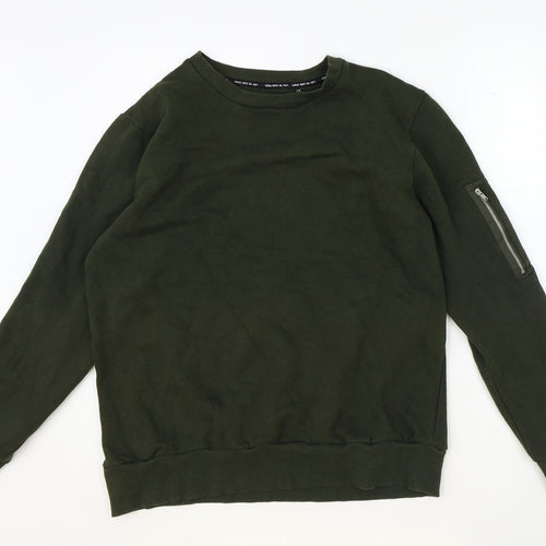 Brave Soul Womens Green Polyester Pullover Sweatshirt Size M Pullover