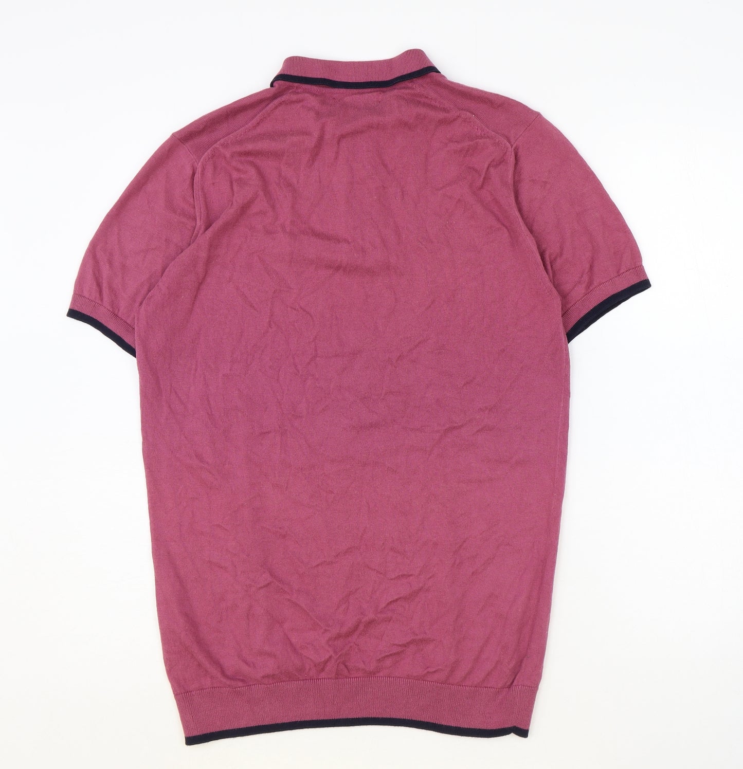 Remus Uomo Mens Pink 100% Cotton Polo Size M Collared Zip