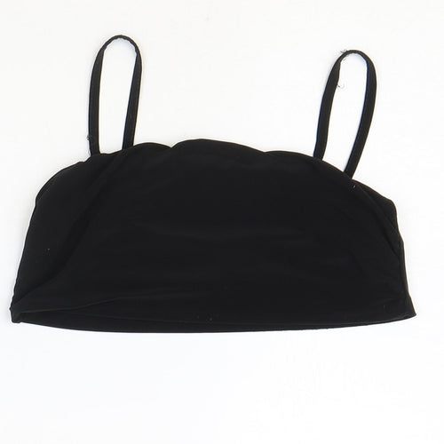 Boohoo Womens Black Polyester Cropped Tank Size 10 Square Neck
