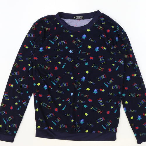 Avenue Womens Blue Geometric Polyester Pullover Sweatshirt Size 8 Pullover - Star Pattern