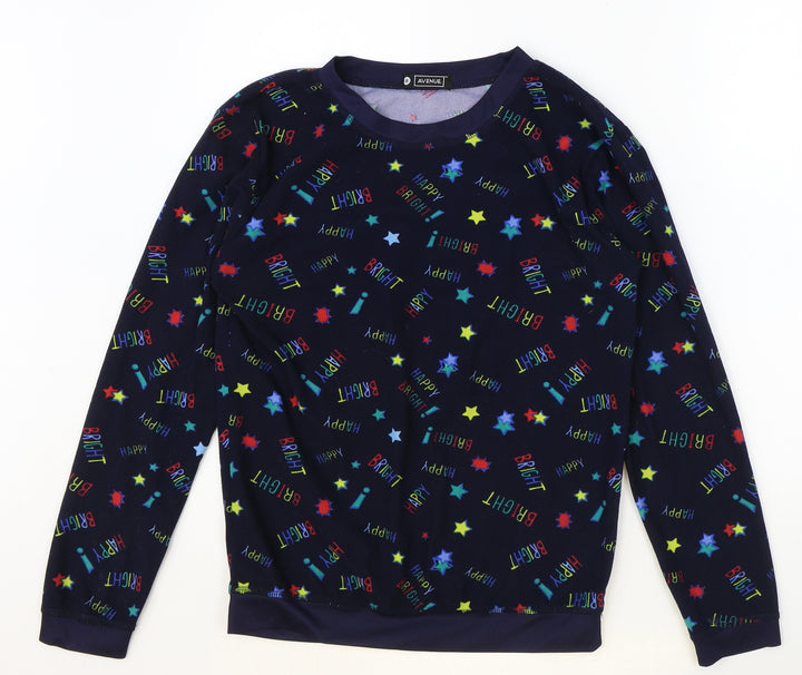 Avenue Womens Blue Geometric Polyester Pullover Sweatshirt Size 8 Pullover - Star Pattern