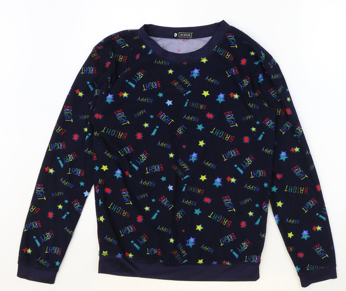 Avenue Womens Blue Geometric Polyester Pullover Sweatshirt Size 8 Pullover - Star Pattern