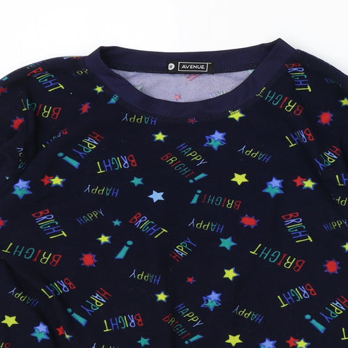 Avenue Womens Blue Geometric Polyester Pullover Sweatshirt Size 8 Pullover - Star Pattern